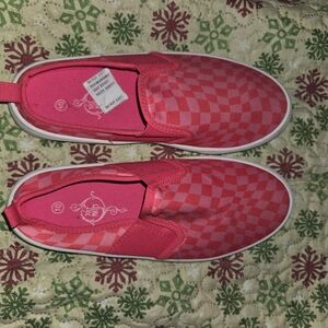 Women's Pink Checkered Slip-On Sneakers